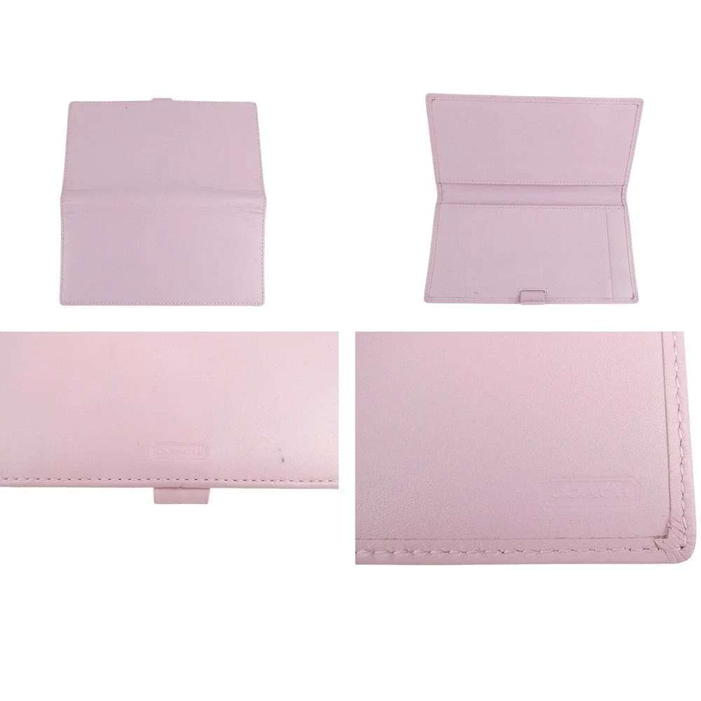 Coach Purple Leather Trifold Checkbook Wallet